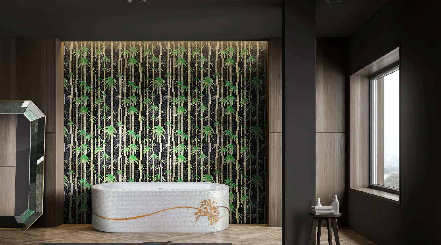 <h2>Decorate a bathroom with glamorous mosaics</h2>
